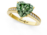 Yellow gold Fancy Green Heart  Solitaire Pavé Band Prong Setting Ring_1