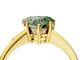 Yellow gold Fancy Green Heart  Solitaire Pavé Band Prong Setting Ring_4