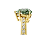 Yellow gold Fancy Green Heart  Solitaire Pavé Band Prong Setting Ring_5