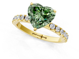 Yellow gold Fancy Green Heart  Solitaire Pavé Band with Four-Prong Setting_1