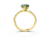 Yellow gold Fancy Green Heart  Solitaire Pavé Band with Four-Prong Setting_3