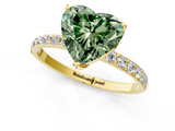 Yellow gold Fancy Green Heart  Solitaire Pavé Diamond Engagement Ring with Four-Prong Setting_1