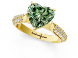 Yellow gold Fancy Green Heart  Solitaire Pavé Diamond Engagement Ring with Four-Prong Setting_1