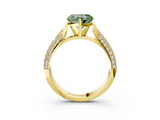 Yellow gold Fancy Green Heart  Solitaire Pavé Diamond Engagement Ring with Four-Prong Setting_3