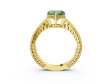 Yellow gold Fancy Green Heart  Solitaire Pavé Diamond Milgrain Engagement Ring with Four-Prong Setting_3