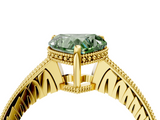 Yellow gold Fancy Green Heart  Solitaire Pavé Diamond Milgrain Engagement Ring with Four-Prong Setting_4