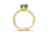 Yellow gold Fancy Green Heart  Solitaire Pave Diamond Engagement Ring with Four-Prong Setting_3