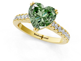 Yellow gold Fancy Green Heart  Solitaire Pave Diamond Engagement Ring with Prong Setting_1
