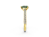 Yellow gold Fancy Green Heart  Solitaire Pave Diamond Engagement Ring with Prong Setting_2
