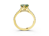 Yellow gold Fancy Green Heart  Solitaire Pave Diamond Engagement Ring with Prong Setting_3
