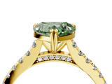 Yellow gold Fancy Green Heart  Solitaire Pave Diamond Engagement Ring with Prong Setting_4