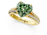 Yellow gold Fancy Green Heart  Solitaire Pave Split Shank Engagement Ring with Six-Prong Setting_1