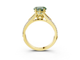 Yellow gold Fancy Green Heart  Solitaire Pave Split Shank Engagement Ring with Six-Prong Setting_3