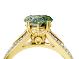 Yellow gold Fancy Green Heart  Solitaire Pave Split Shank Engagement Ring with Six-Prong Setting_4