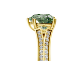 Yellow gold Fancy Green Heart  Solitaire Pave Split Shank Engagement Ring with Six-Prong Setting_5