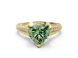 Yellow gold Fancy Green Heart  Solitaire Pave Split Shank Ring with Four-Prong Setting_81