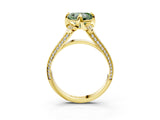Yellow gold Fancy Green Heart  Solitaire Pave Split Shank Ring with Four-Prong Setting_84