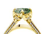 Yellow gold Fancy Green Heart  Solitaire Pave Split Shank Ring with Four-Prong Setting_85
