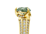 Yellow gold Fancy Green Heart  Solitaire Pave Split Shank Ring with Four-Prong Setting_86