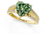 Yellow gold Fancy Green Heart  Solitaire Split Shank Pavé Diamond Engagement Ring_1