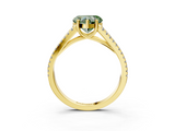 Yellow gold Fancy Green Heart  Solitaire Split Shank Pavé Diamond Engagement Ring_3