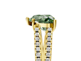 Yellow gold Fancy Green Heart  Solitaire Split Shank Pavé Diamond Engagement Ring_5