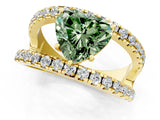 Yellow gold Fancy Green Heart  Solitaire Split Shank Pave Diamond Ring_29