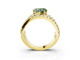 Yellow gold Fancy Green Heart  Solitaire Split Shank Pave Diamond Ring_31