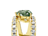 Yellow gold Fancy Green Heart  Solitaire Split Shank Pave Diamond Ring_33