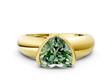 Yellow gold Fancy Green Heart  Solitaire Tension Set Diamond Ring with Wide Band