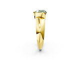 Yellow gold Fancy Green Heart  Solitaire Tension Set Diamond Ring with Wide Band_2