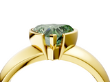 Yellow gold Fancy Green Heart  Solitaire Tension Set Diamond Ring with Wide Band_4