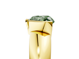 Yellow gold Fancy Green Heart  Solitaire Tension Set Diamond Ring with Wide Band_5