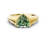 Yellow gold Fancy Green Heart  Solitaire Tension Set Diamond Ring
