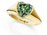 Yellow gold Fancy Green Heart  Solitaire Tension Set Diamond Ring_1