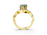 Yellow gold Fancy Green Heart  Solitaire Twist Band Pavé Diamond Engagement Ring_36
