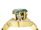 Yellow gold Fancy Green Heart  Solitaire Twist Band Pavé Diamond Engagement Ring_37