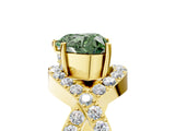 Yellow gold Fancy Green Heart  Solitaire Twist Band Pavé Diamond Engagement Ring_38