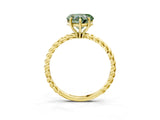 Yellow gold Fancy Green Heart  Solitaire Twist Band Ring with Four-Prong Setting_69
