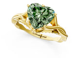 Yellow gold Fancy Green Heart  Solitaire Twist Band Six-Prong Setting 1