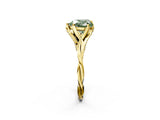 Yellow gold Fancy Green Heart  Solitaire Twist Band Six-Prong Setting 2