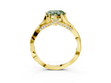 Yellow gold Fancy Green Heart  Solitaire Twist Band Six-Prong Setting 3