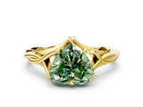Yellow gold Fancy Green Heart  Solitaire Twist Band Six-Prong Setting