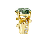 Yellow gold Fancy Green Heart  Solitaire Twist Band with Pavé Accents and Four-Prong Setting_25