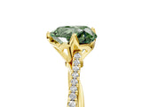 Yellow gold Fancy Green Heart  Solitaire Twist Band with Pavé Diamonds and Four-Prong Setting_56