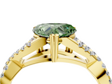Yellow gold Fancy Green Heart  Solitaire Twist Band with Pavé Setting and Four-Prong Setting_4