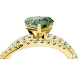 Yellow gold Fancy Green Heart  Solitaire Twist Band with Pavé Setting and Four-Prong Setting_4