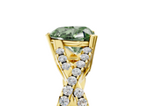 Yellow gold Fancy Green Heart  Solitaire Twist Band with Pavé Setting and Four-Prong Setting_5