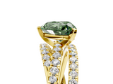 Yellow gold Fancy Green Heart  Solitaire Twist Band with Pavé Setting and Four-Prong Setting_5