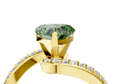Yellow gold Fancy Green Heart  Solitaire Twist Band with Pave Set Diamonds and Four-Prong Setting_4